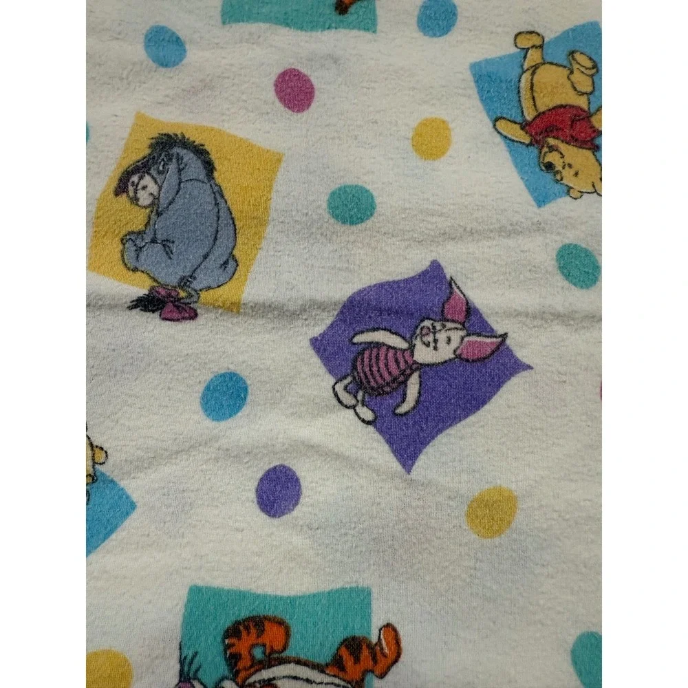 Vtg Disney Baby Blanket Winnie the Pooh Tigger Eeyore Piglet White Nursery